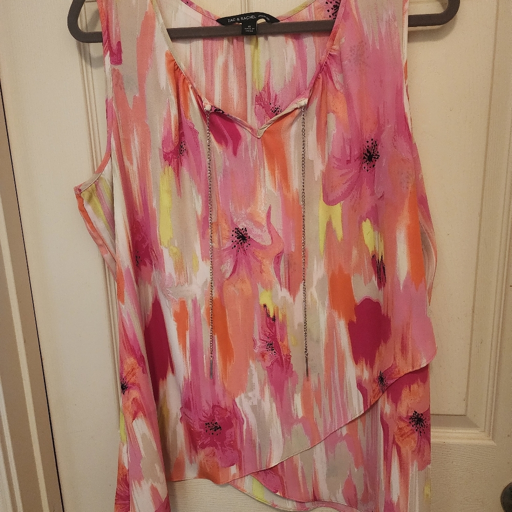 Floral Pink and Orange Women's Top